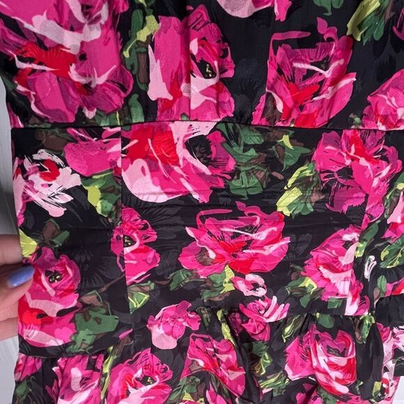 Vintage Silk Form Fitting Dress Floral Size 4 - Picture 6 of 14